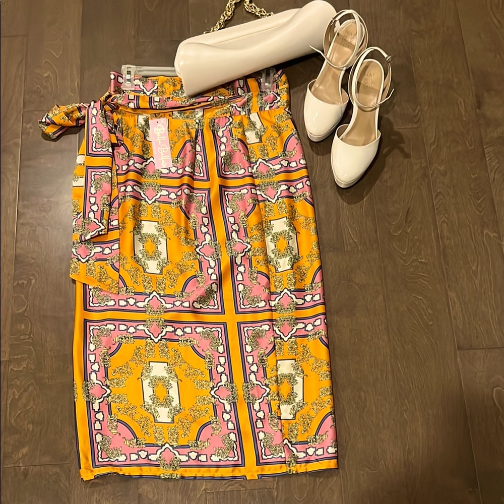 Vibrant Pink and Orange Wrap Skirt